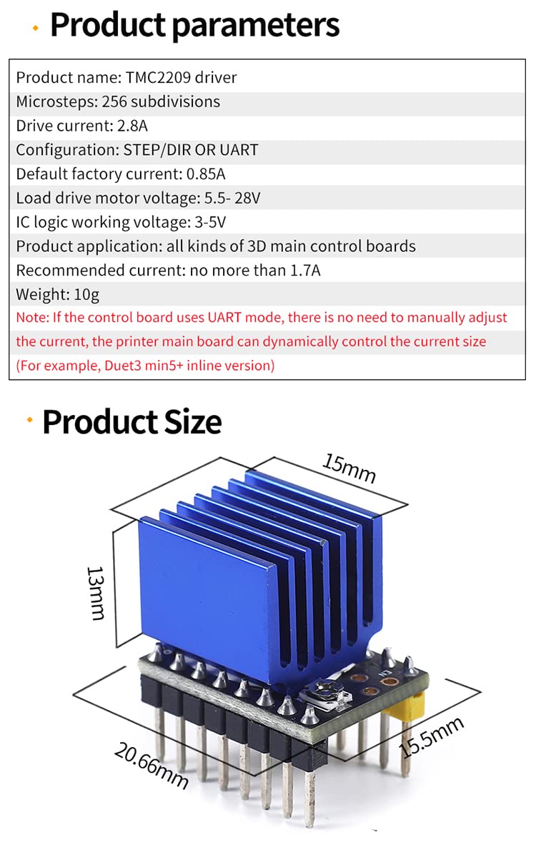 Teyleten Robot Tmc2209 V2.0 Stepper Motor Driver Stepstick 2.5A Uart Ultra Silent For Nano Skr V1.3/1.4 Ender 3 Control Board 3D