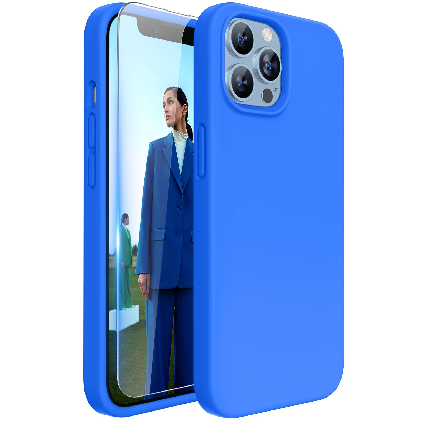 Miracase Magnetic For Iphone 13 Pro Max Case With Screen Protector,[Compatible With Magsafe],Shockproof Liquid Silicone Rubber P