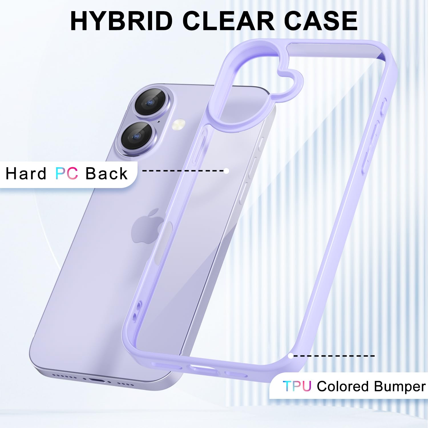 Loeoel For Iphone 16 Plus Case Clear, Transparent Hybrid 16 Plus Phone Case [Hard Plastic & Soft Silicone Bumper] Acrylic Non Ye