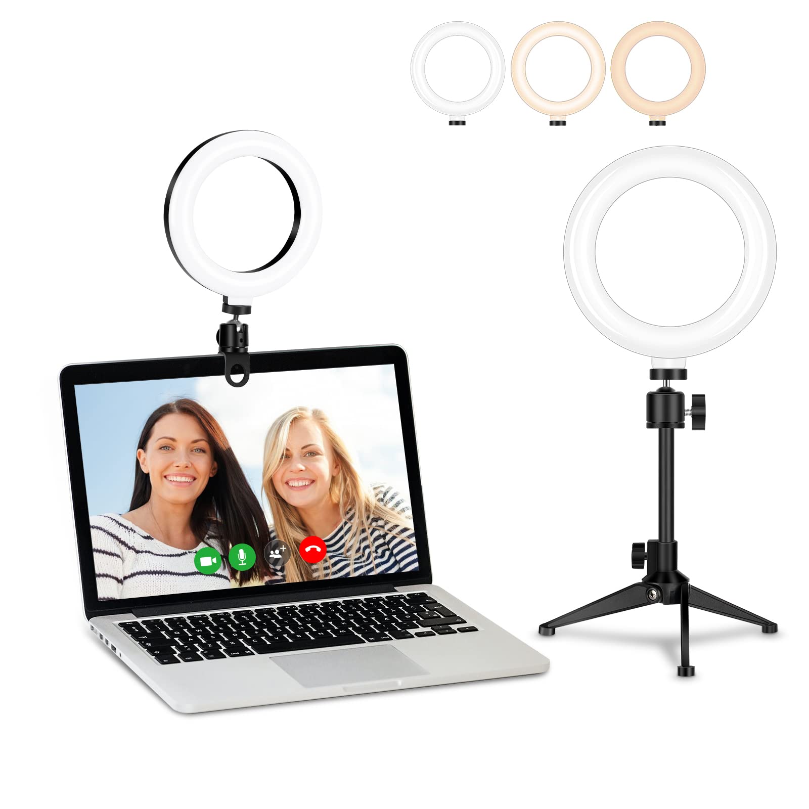 Desk Ring Light For Zoom Meetings   Video Conference Lighting Kit For Laptop Computer, 6� Clip On Table Led Light Lamp With Tripod Stand For Video Recording, Remote Working, Gaming, Vlogging