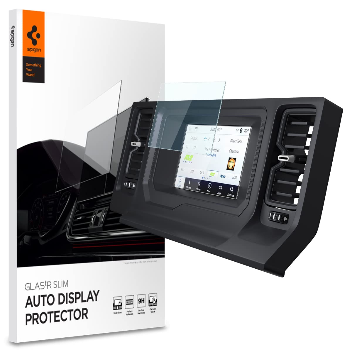 Spigen Tempered Glass Screen Protector [Glastr Slim] Designed For Ford Bronco (2021/2022/2023) 8 Inch Dashboard Touchscreen   Matte/Anti Finger Print