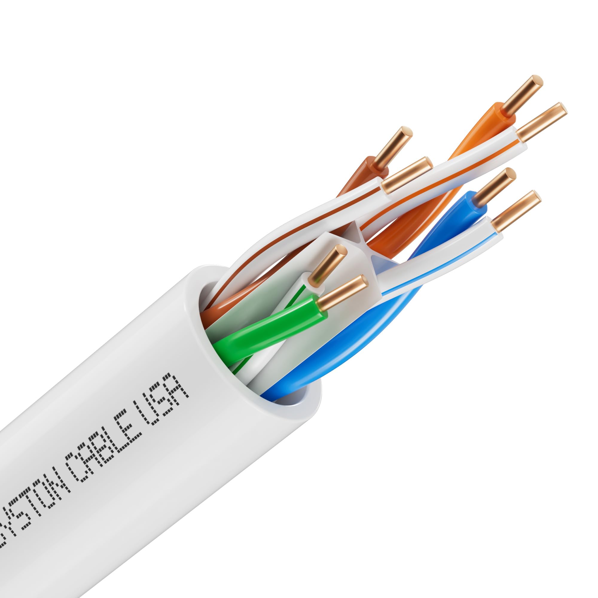 Syston Cable Technology Cat6E Ethernet Internet Cable   20 Ft,600Mhz 23Awg Solid Bare Copper Wire Outdoor/Indoor Suit, No Ends 10 Ft To 1000 Ft Available, Heat Resistant Riser Rated   Cmr