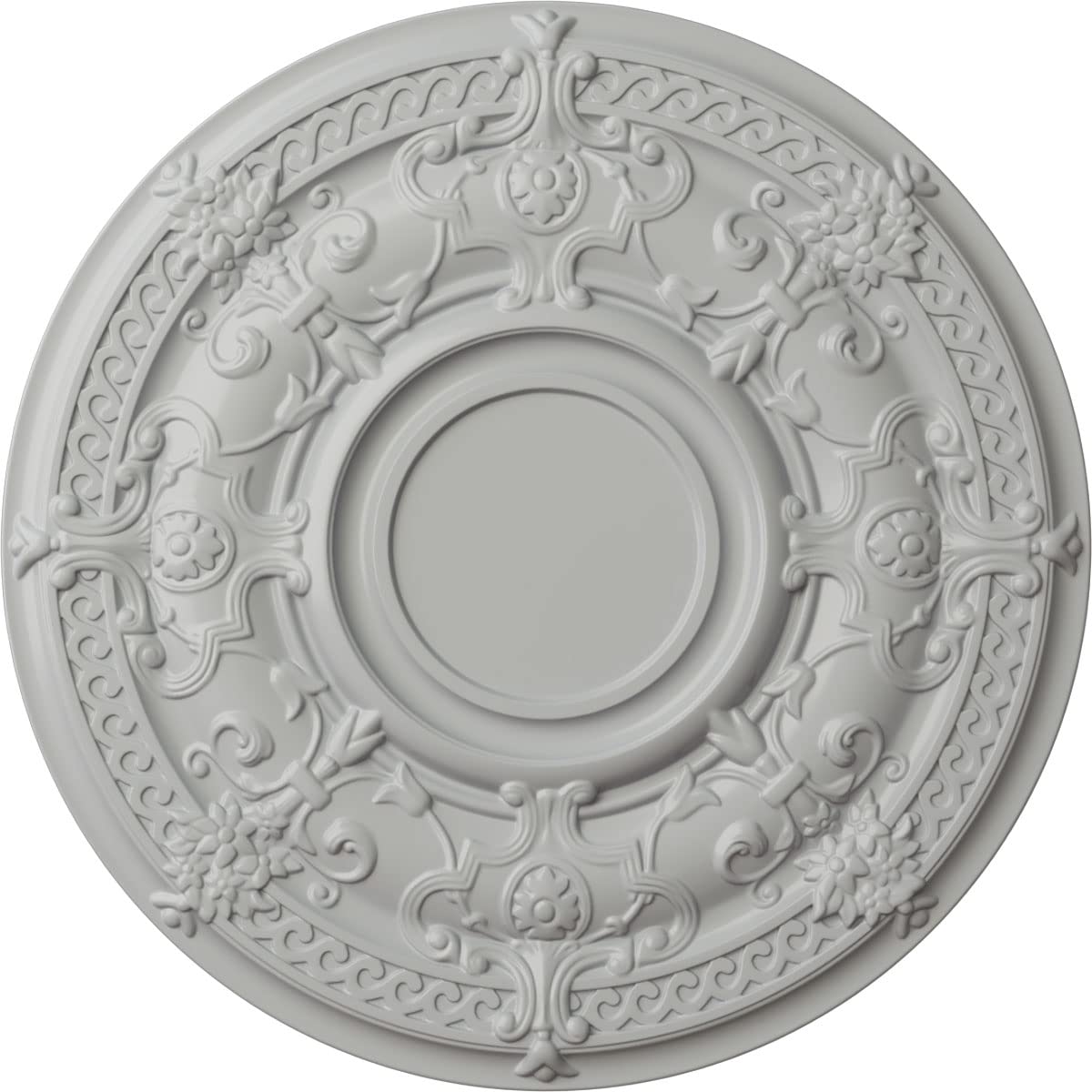 Ekena Millwork Cm33Dafrf Dauphine Ceiling Medallion, 33 7/8''Od X 1 3/8''P (Fits Canopies Up To 13 1/4''), Hand Painted Frost
