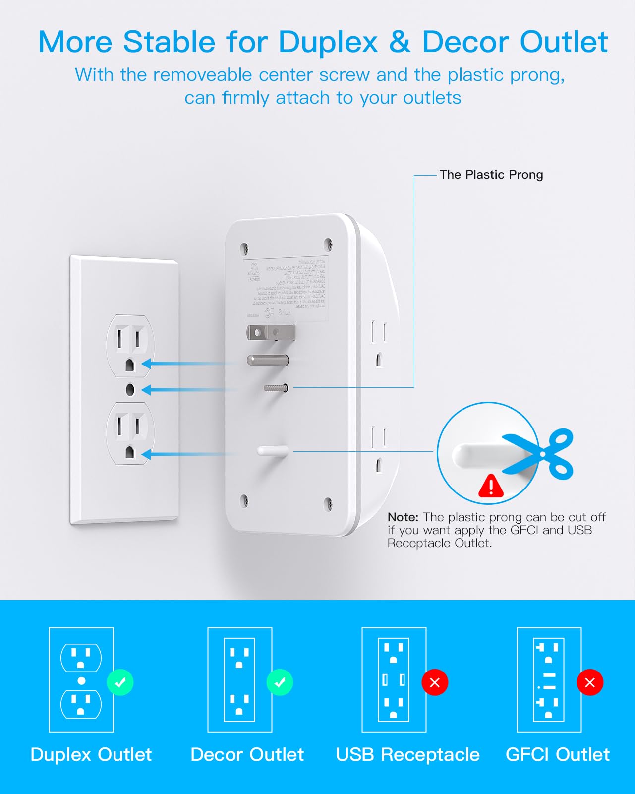 Multi Plug Outlet, Outlet Extender With 4 Usb Ports (2 Usb C) And Night Light, 1050J Surge Protector, Wall Mount, Outlet Splitte