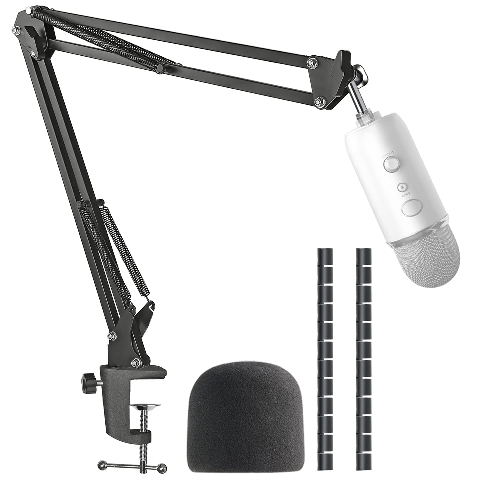 Yeti Mic Boom Arm Stand With Pop Filter, Compatible With Blue Yeti, Blue Yeti Pro Usb Microphone With Cable Sleeve By Sunmon