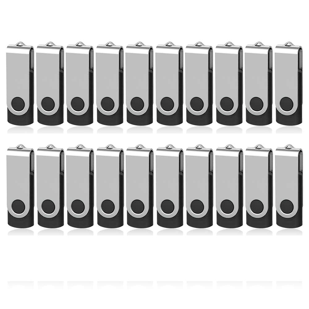 Aretop Bulk Flash Drive 512Mb 20 Pack, Usb2.0 Usb Stick Pen Drive Memory Stick Swivel Thumb Drives Bulk Usb(20Pcs 512Mb, Black)