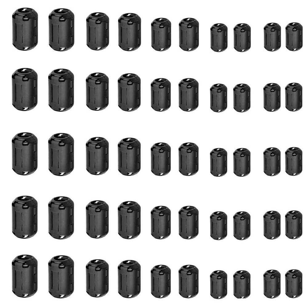 Yarachel 50Pcs Ferrite Ring Core Ferrite Beads Clip Rfi Emi Noise Suppressor Cable Clip For 3.5Mm/ 5Mm/ 7Mm/ 9Mm/ 13Mm Diameter