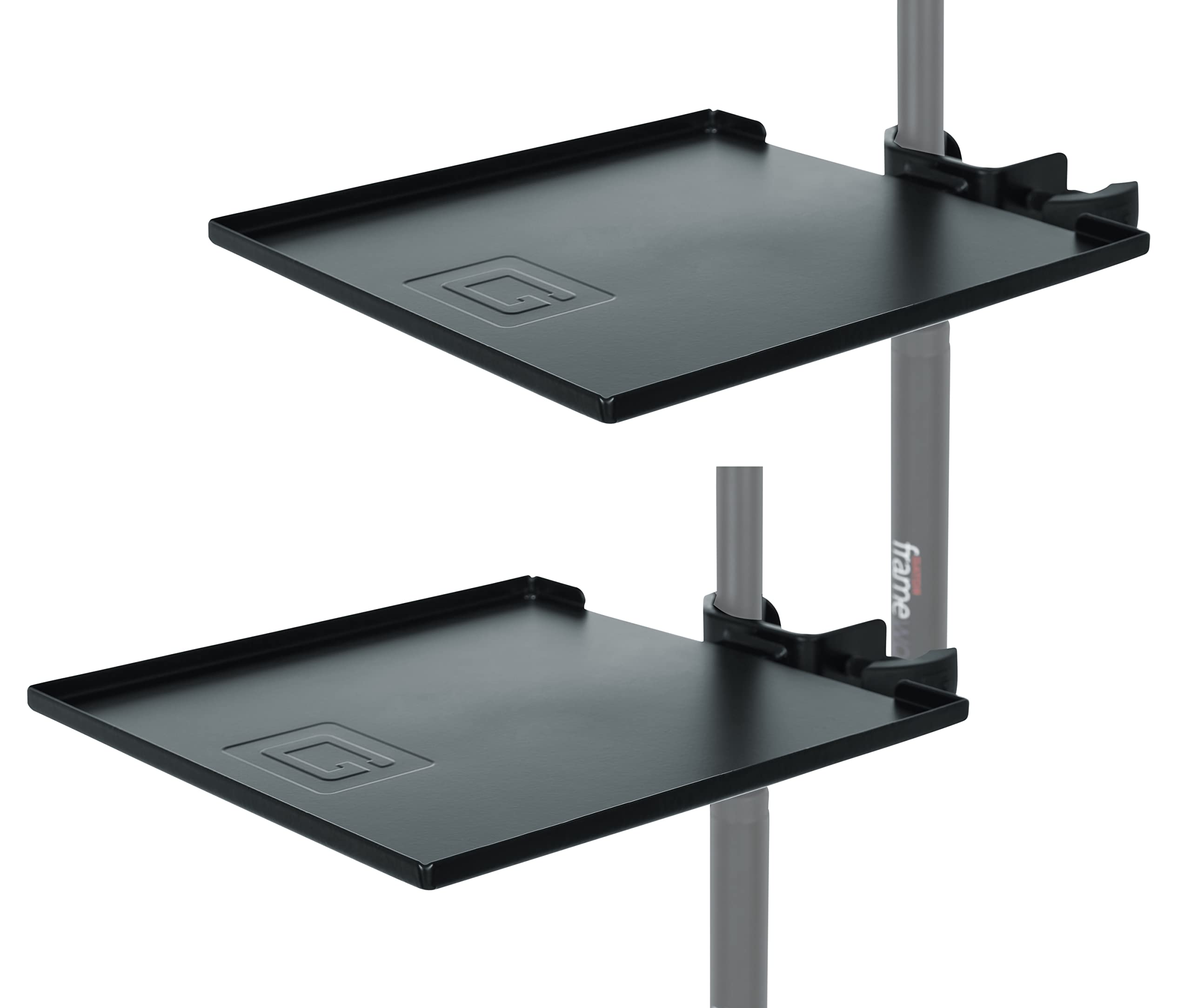 Gator Set Of 2 Microphone Stand Clamp On Utility Shelf 9'' X 9'' Surface Area With 10 Pound Weight Capacity (Gfw Shelf0909 2Pk)