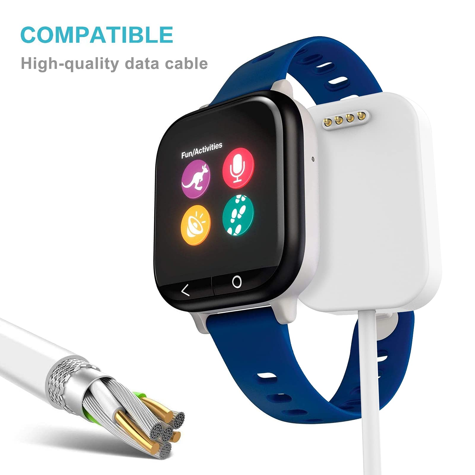 2 Pack Charger Compatible With Gizmo Watch, Geordgy Replacement Usb Charging Cable Stand Station 3.3Ft Durable Magnetic Charger