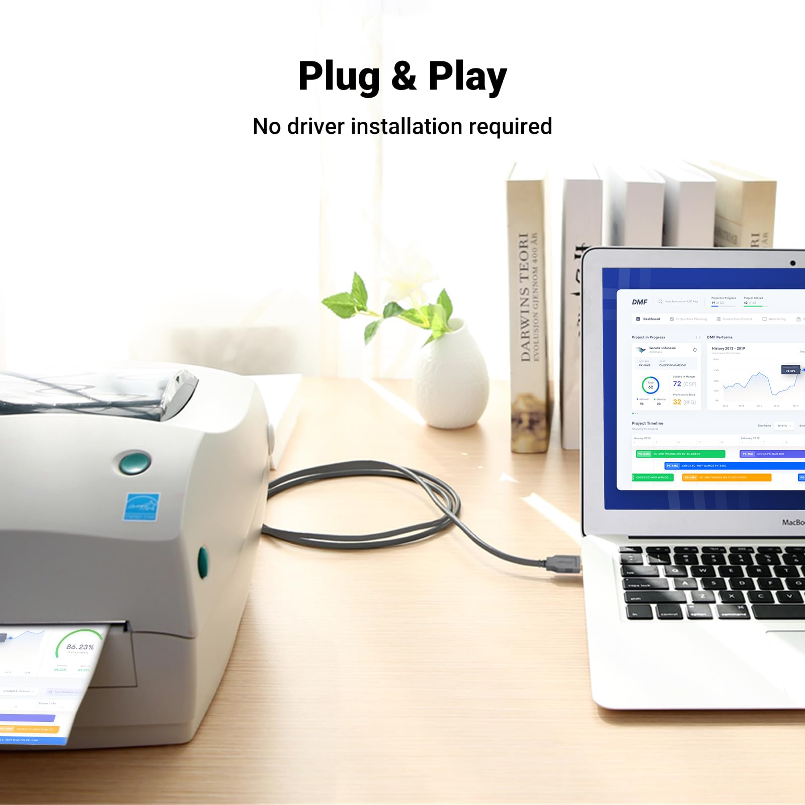 Ugreen 6Ft Usb To Db25 Parallel (25 Pin) Printer Cable Adapter 6Ft Male To Female Connector Db25 Ieee 1284 Converter For Old Pri