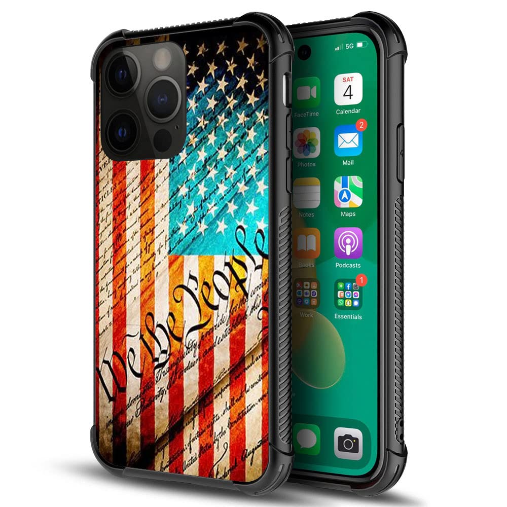 Iphone 14 Plus Case,Us Constitution Overtop American Flag Iphone 14 Plus Cases For Men Boy,Drop Protection Cool Pattern With Sof
