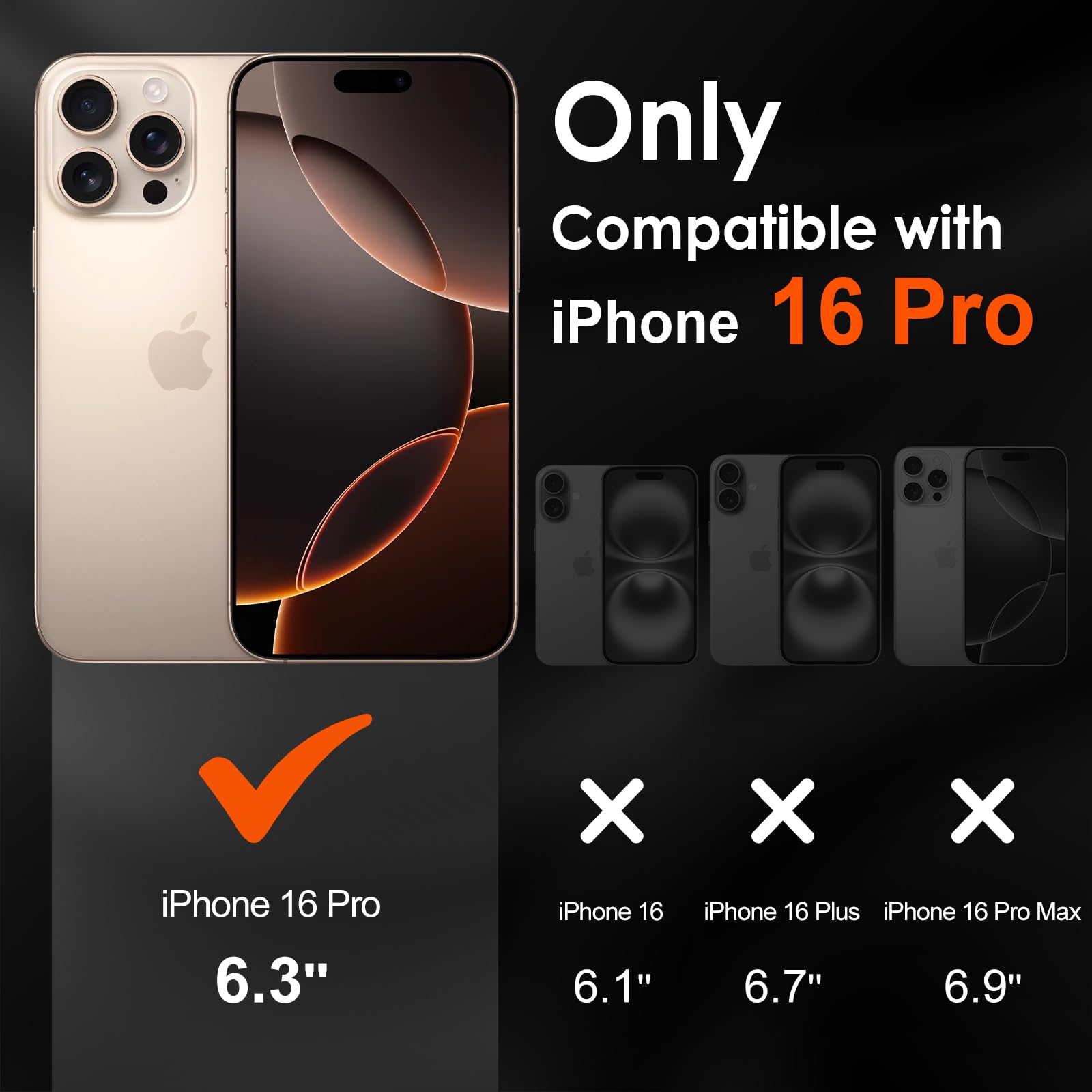 Ivoler 3+3 Pack Tempered Glass For Iphone 16 Pro 6.3'' Screen Protector [3 Pack] With [3 Pack] Camera Lens Protector With [Align