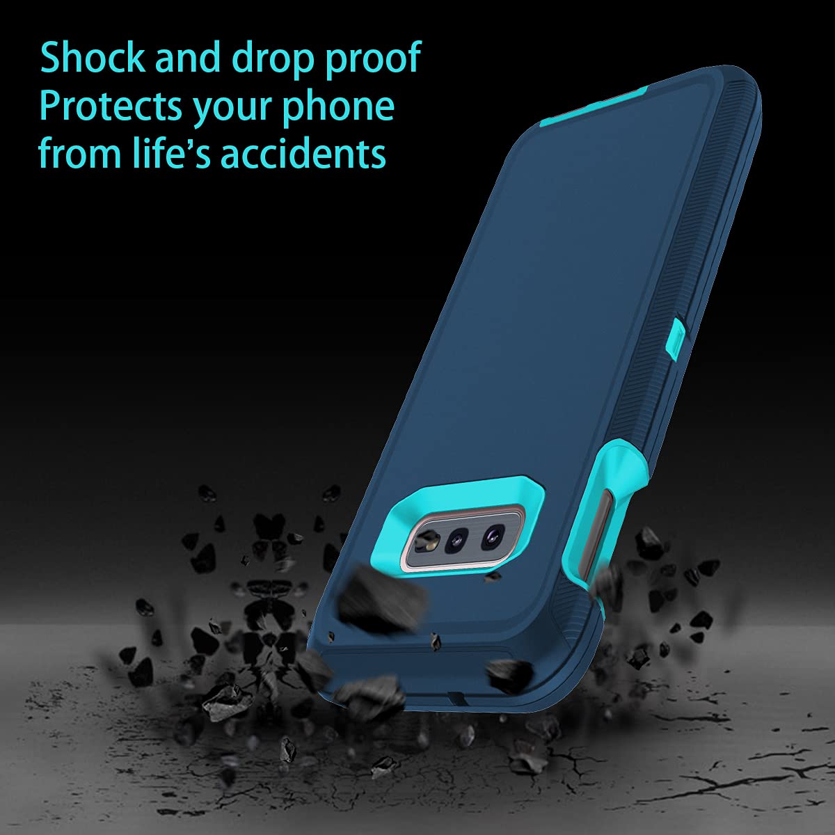 I-HONVA Samsung Galaxy S10E Shockproof Phone Case 3-Layer Full Body Rugged Polycarbonate Turquoise