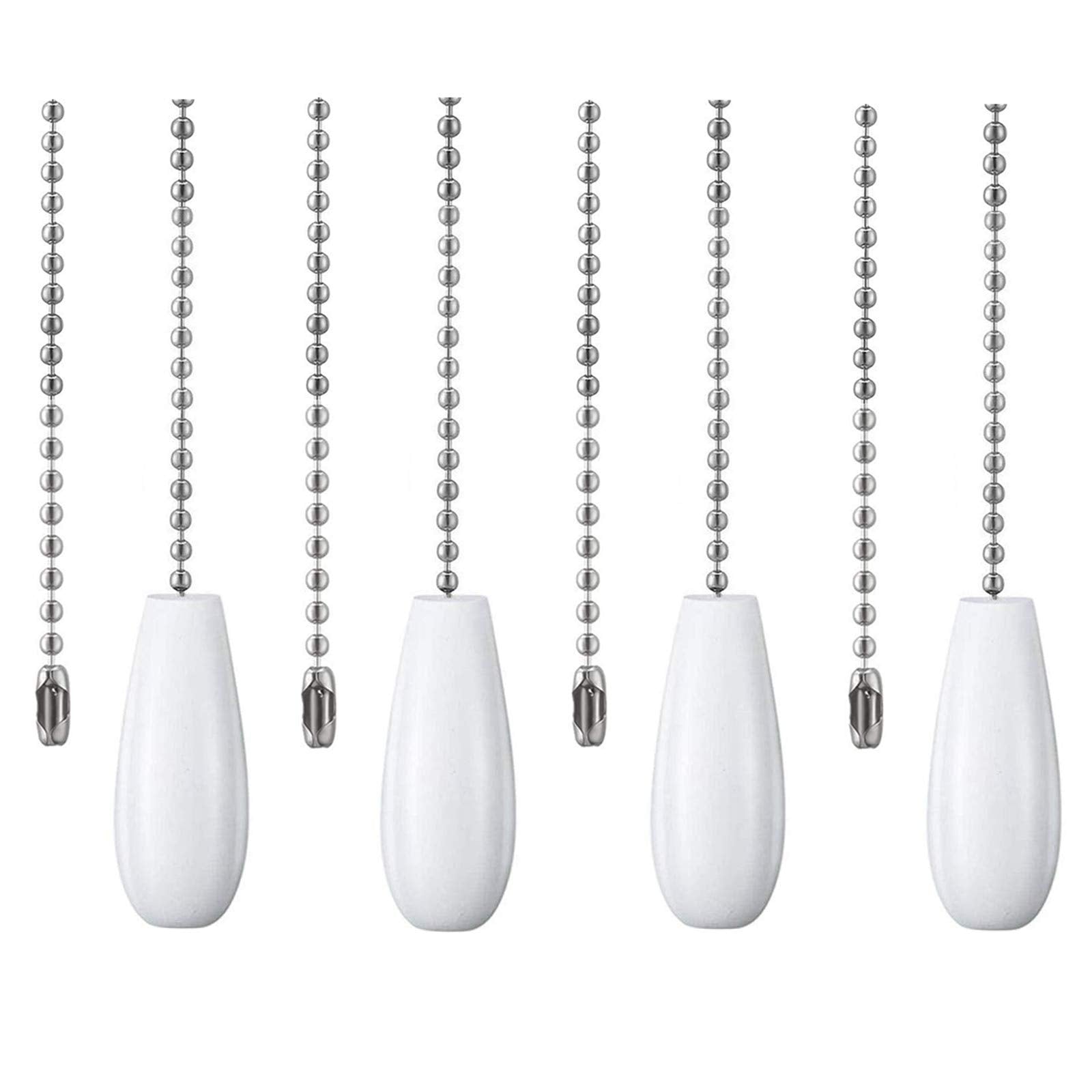 Ceiling Fan Chain Pulls White Wooden Pull Chain Extension for Ceiling Light Fan Chain 4 Pack