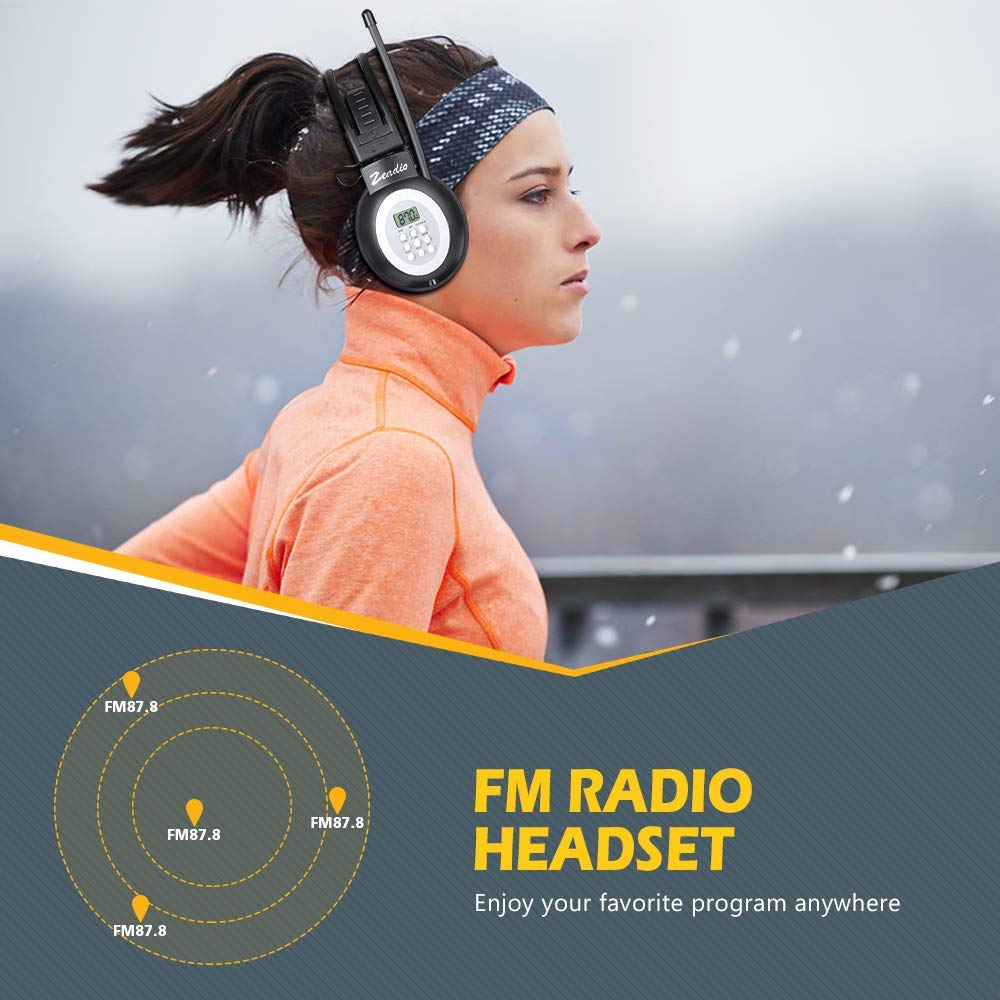 Zeadio Fm Headphone Radio, Fm Stereo Headset Radio Receiver