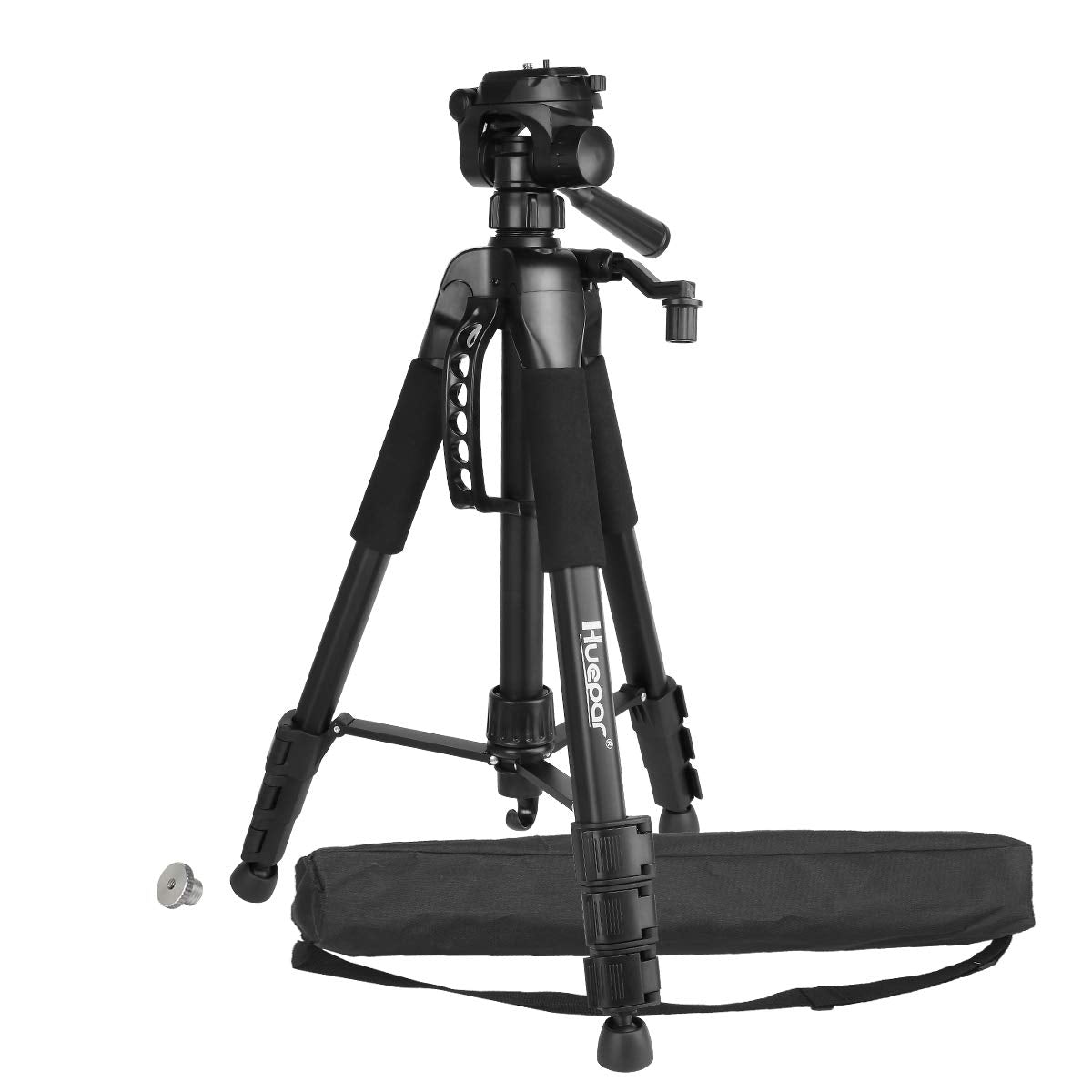 Laser Level Tripod, Huepar 56 Inch Extendable Height Tripod Use With Line Lasers, Point Lasers, Laser Distance Measures, 1/4' And 5/8' Thread Mount, Multi Function Hook, Non Skid Feet, Tpd14