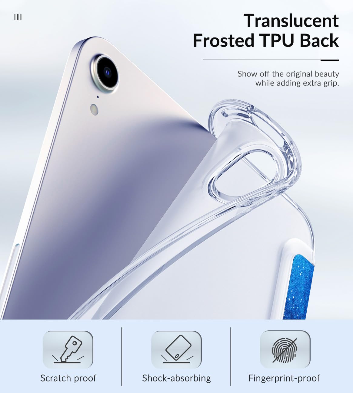 MoKo Case Fit New iPad Mini 7 (A17 Pro) 2024, iPad Mini 6th Generation Case 2021 (8.3 inch), iPad Mini 6 Case, Soft TPU Translucent Frosted Back Cover Case for iPad Mini 7th, Blue Starry Sky