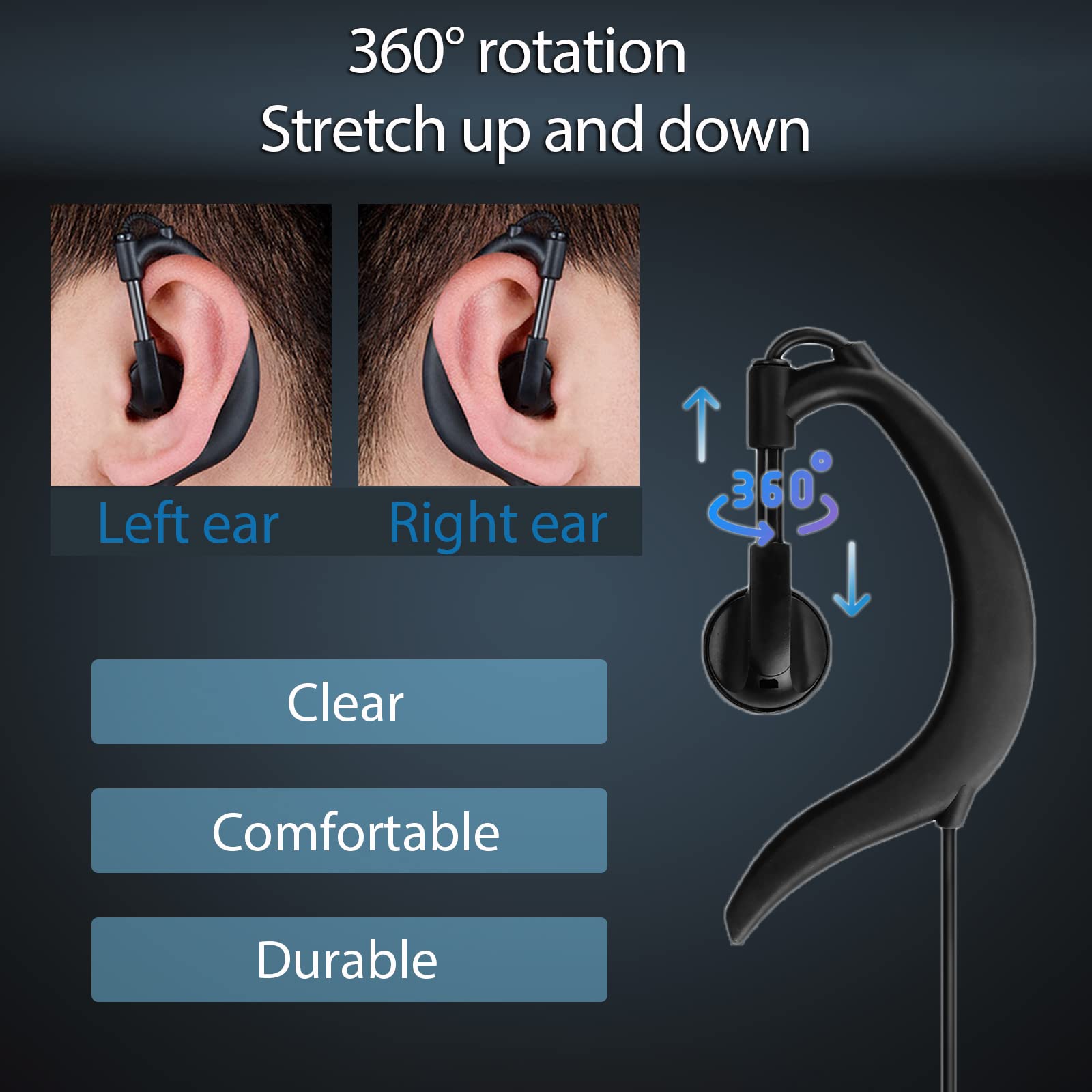 Retevis Walkie Talkie Earpiece With Mic, Vox, Coil, For Rt22 Rt68 Rt21 H 777 Rt27 Rt86, Compatible With Baofeng Uv 5R Arcshell Kenwood Pxton Samcom Two Way Radio, Hands Free Radio Earpiece(6 Pack)