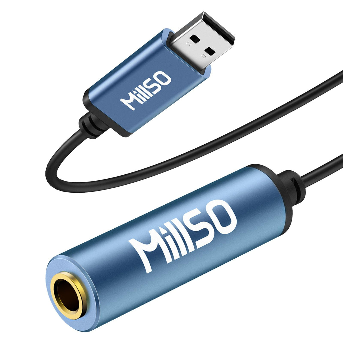 MillSO USB to 1/4 Jack Audio Adapter USB to 6.35mm Female TRS Headphone Aux Adapter Stereo USB External Sound Card for Laptop, PC, Amplifier, Speaker, 6.35mm Headphone