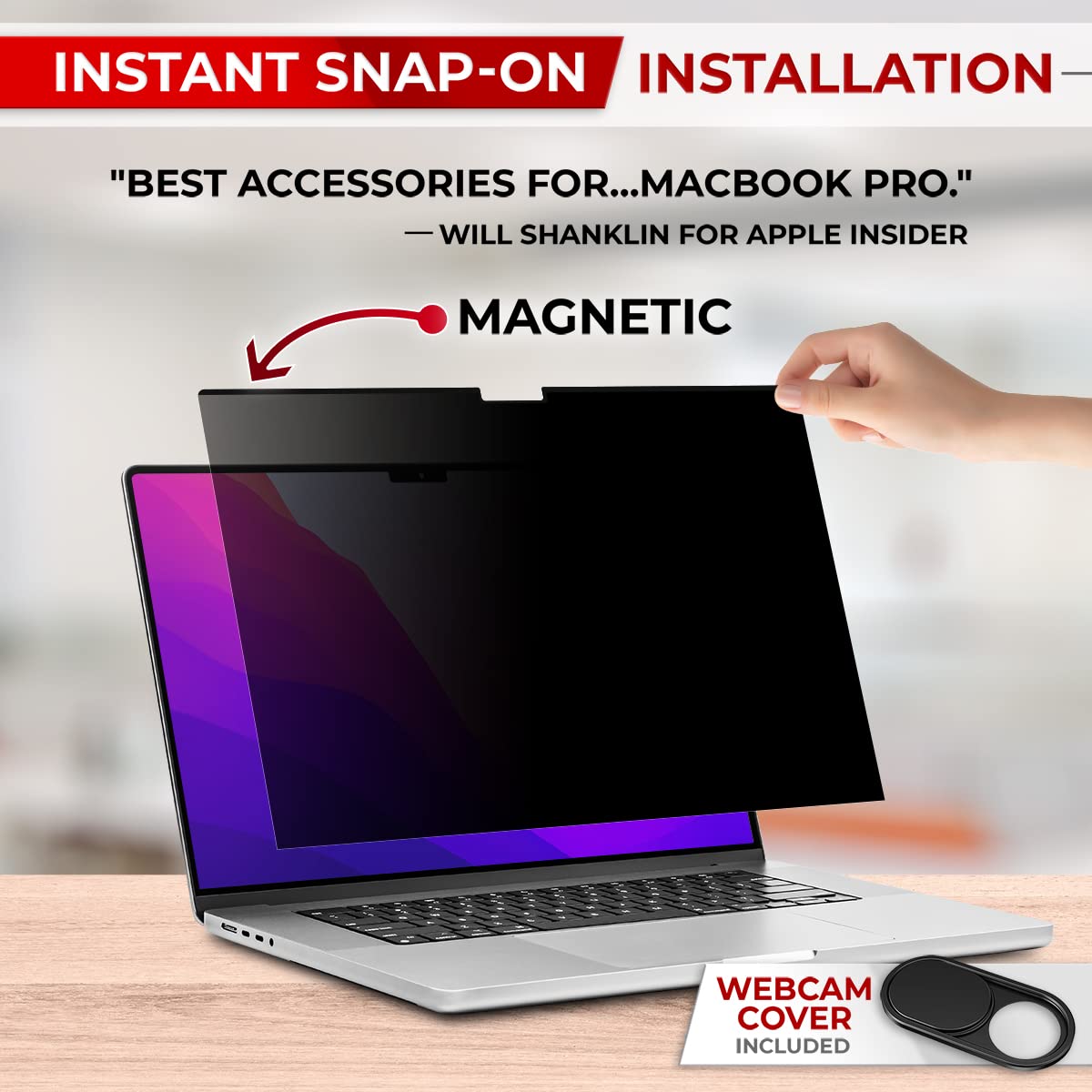 Sightpro Magnetic Privacy Screen For Macbook Pro 13 Inch (2016, 2017, 2018, 2019, 2020, 2021, 2022, M1, M2) Removable Laptop Pri