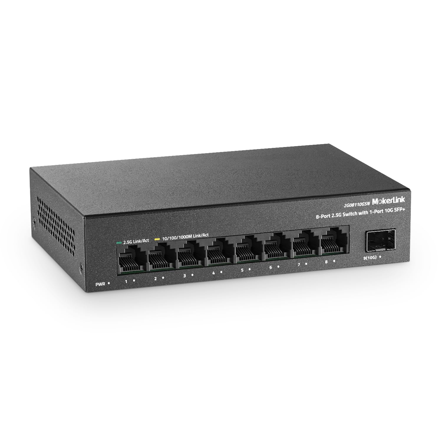 Mokerlink 8 Port 2.5G Ethernet Switch With 10G Sfp+ Slot, 8X2.5G Base T Ports Compatible With 100/1000Mbps, Mini Size, Metal Unm