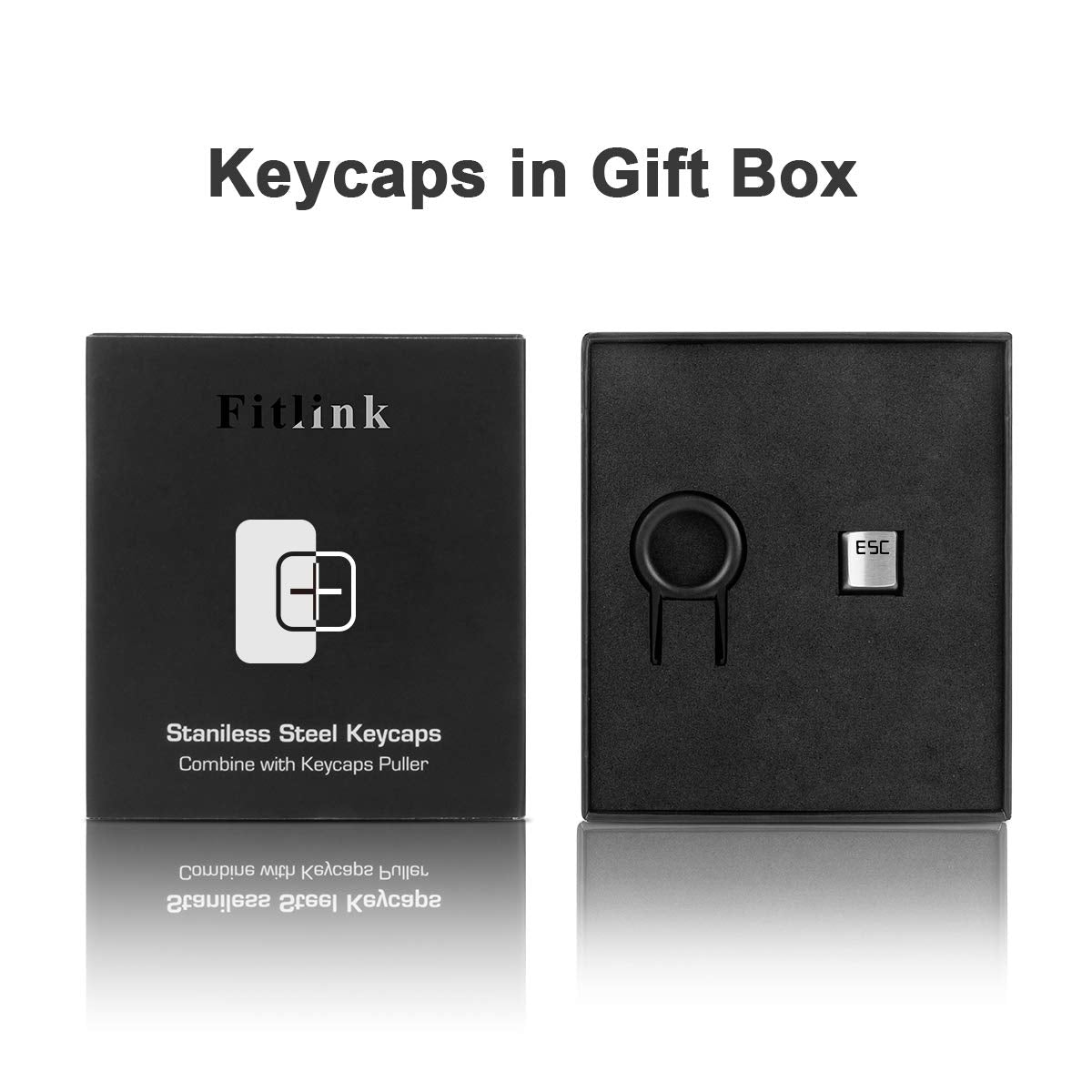 Fitlink Stainless Steel Metal Keycaps With Key Puller For Mechanical Keyboard Cherry Mx Switch(Esc) (Silver)