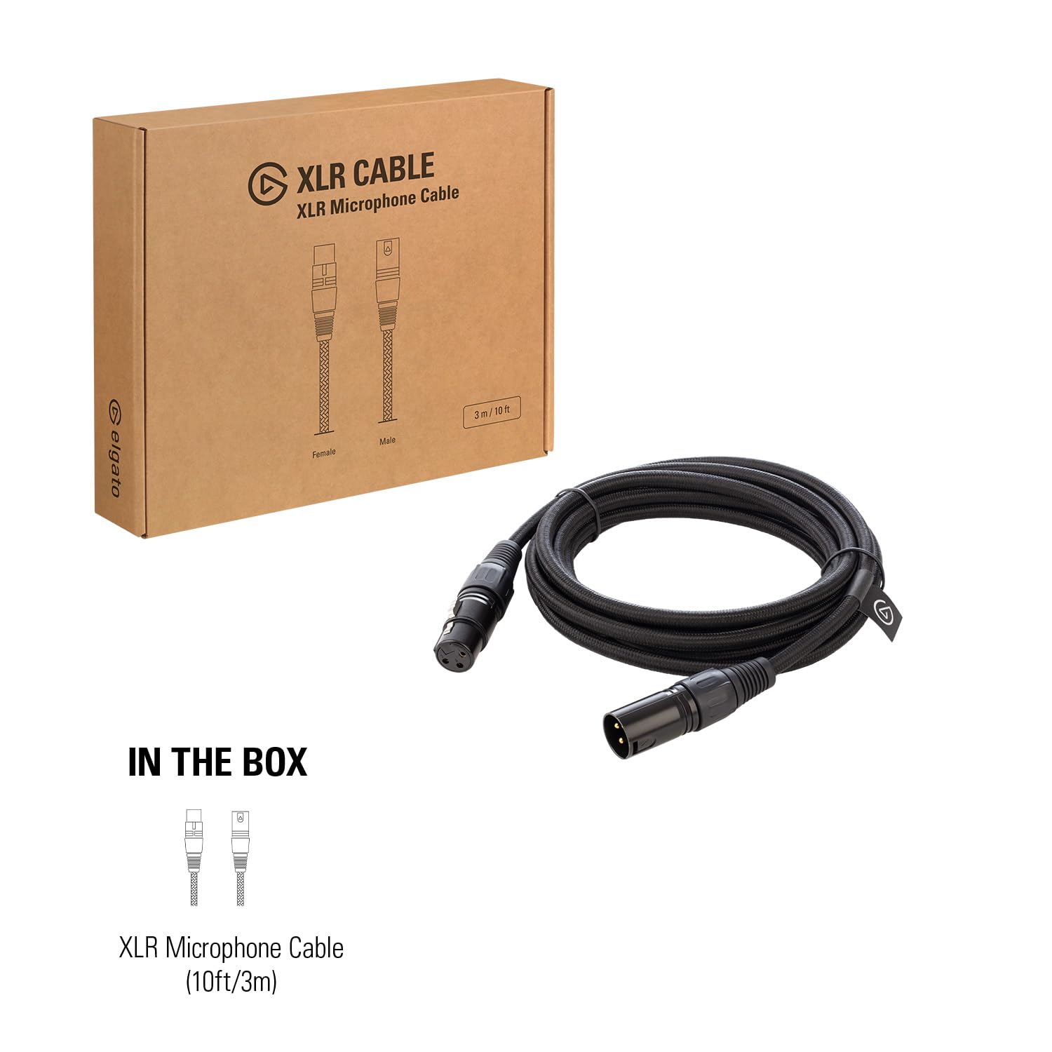 Elgato Xlr Cable - Shielded Microphone Cable For Studio Recording And Live Production, Gold-Plated Pins, Male To Female, For Mic