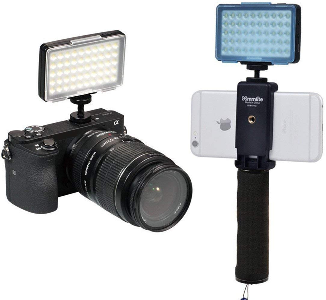 Commlite Cm L50 Led Camera Video Light, 50 Led 5700 6000K Dimmable Mini Panel Light For Smartphones And Cameras, Fit For Canon,
