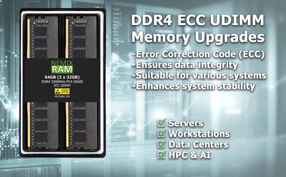 Nemix Ram 128Gb (8X16Gb) Ddr4 3200Mhz Pc4 25600 2Rx8 1.2V 288 Pin Ecc Unbuffered Udimm Kit