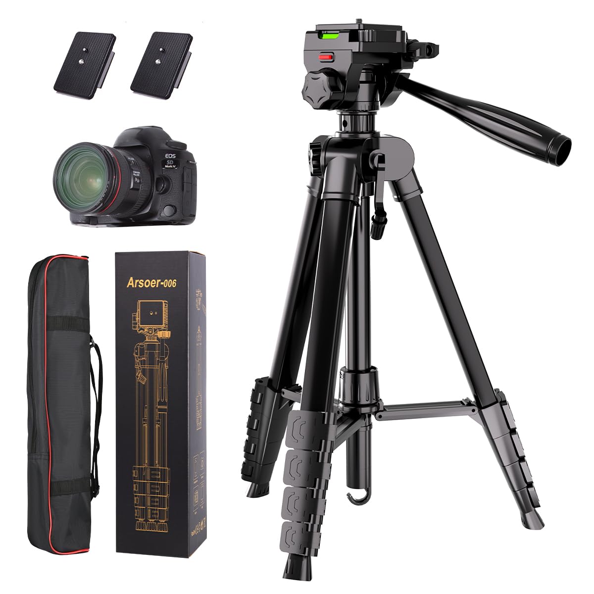Camera Tripod, 74'' Dslr Camera Tripod With 2 Qr Plates For Sony/Nikon/Canon, Lightweight Video Tripod Stand For Travelling, Pho