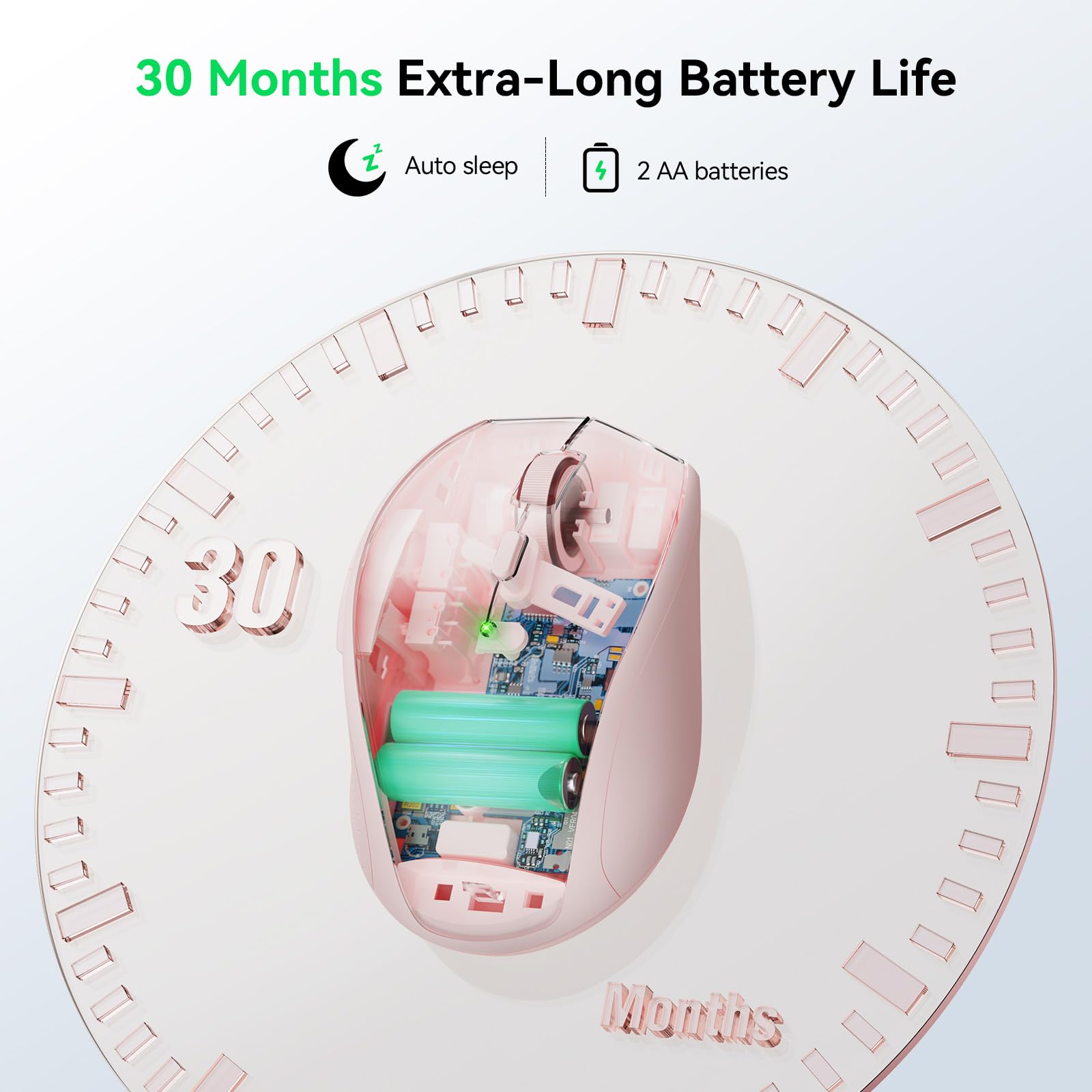 Tecknet Wireless Mouse, 2.4G Usb Computer Mouse With 6 Level Adjustable 4800 Dpi, 30 Months Battery, Ergonomic Grips, 6 Buttons Portable For Pc, Chromebook, Mac   Pink