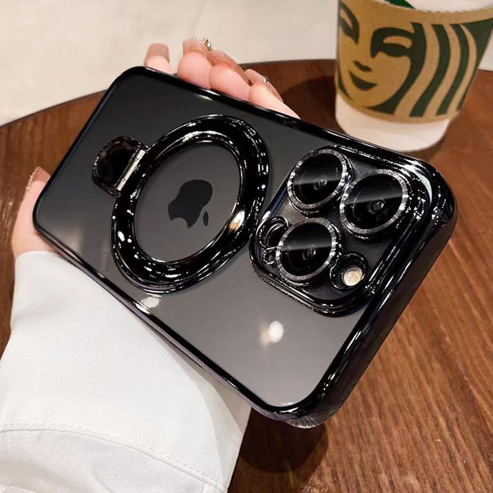 Zinlyuen Magnetic Ring Case For Iphone 16 Pro Max Case Kickstand Compatible With Magsafe Built In Camera Lens Protector Shockpro