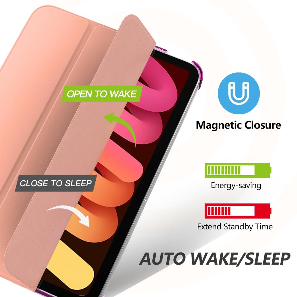 MoKo for iPad Mini 7 (A17 Pro) Case 2024,iPad Mini 6 Case 2021,8.3 inch iPad Mini 7th/6th Generation Case,Slim Lightweight Hard Back Shell Stand Cover for iPad Mini 2024 with Touch ID, Apricot Orange