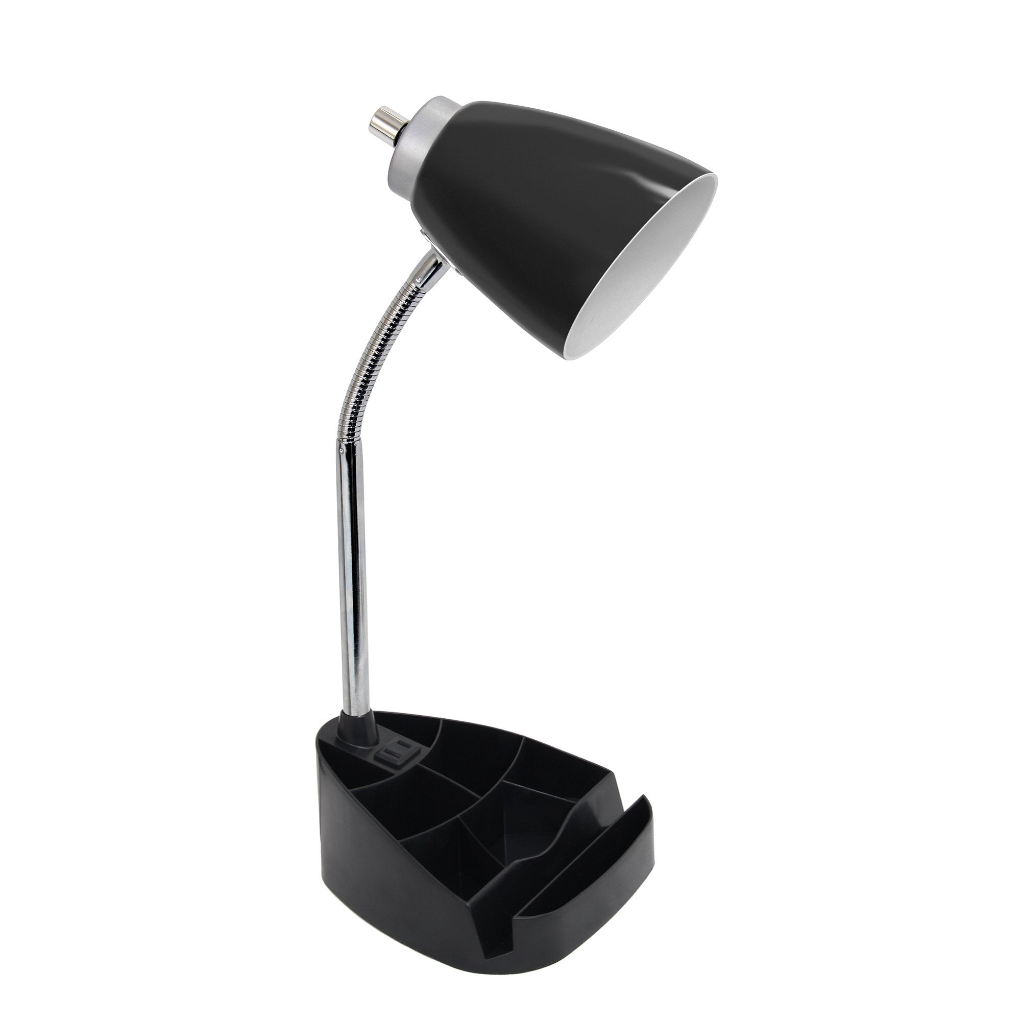 Limelights Ld1057 Blk Gooseneck Organizer Desk Lamp With Ipad Tablet Stand Book Holder And Charging Outlet, Black