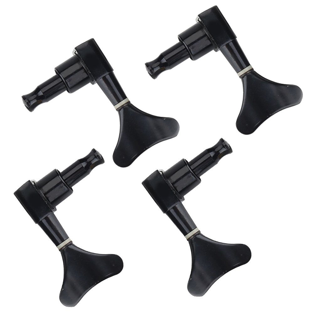 4Pcs Tuning Pegs, 2L 2R Black Closed Zinc Alloy Machine Heads String Tuners For Electric Bass