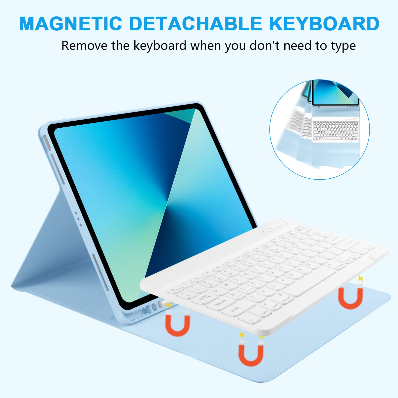 Taiyang For Ipad Air 13 Inch M2 2024 Case With Keyboard, Keyboard Case For Ipad Pro 6Th Generation 2022, Detachable Wireless Key
