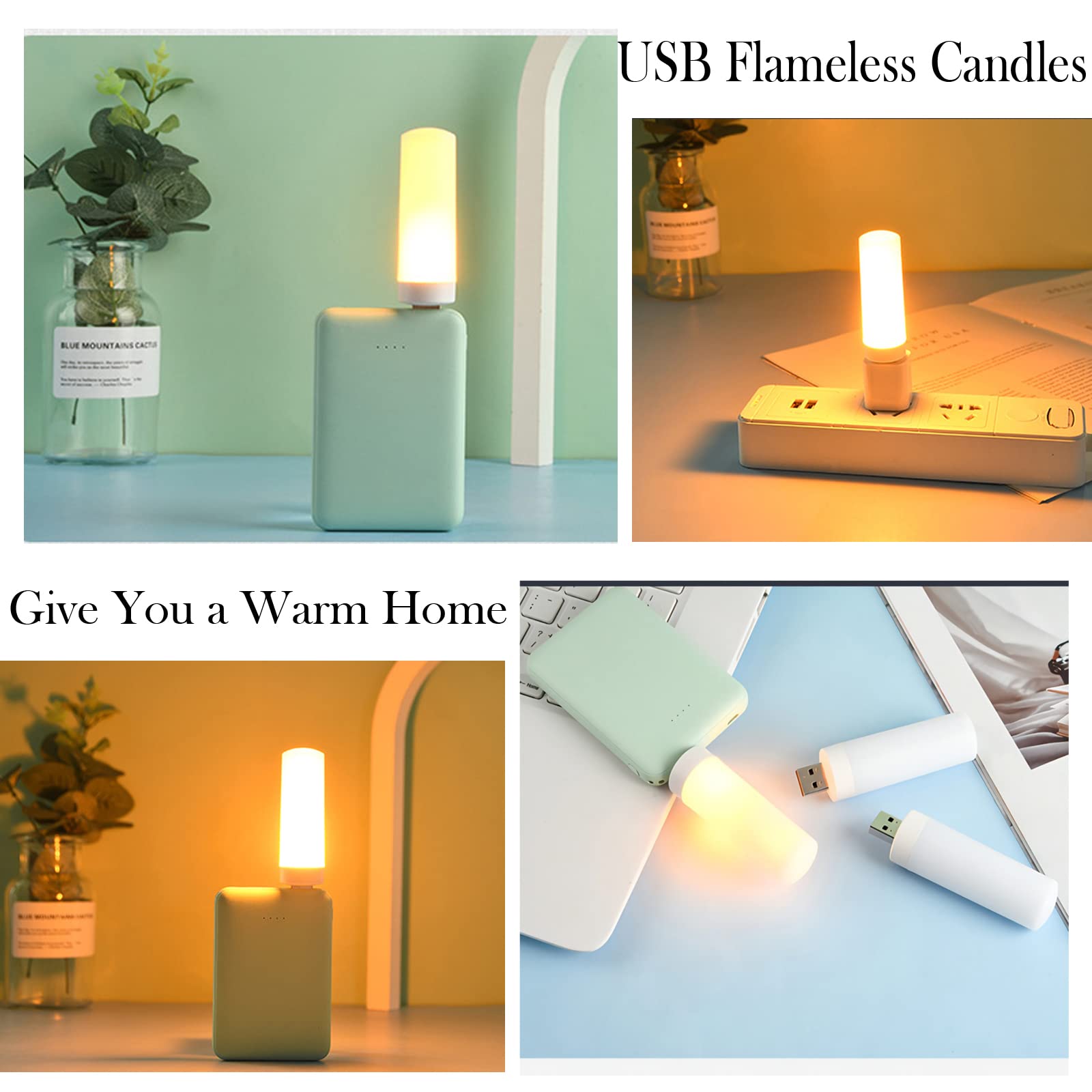 Dasiton Usb Led Flame Effect Light Usb Flame Candle Bulb Flameless Tea Lights Candles Flickering Bright Tealights For Indoor Out