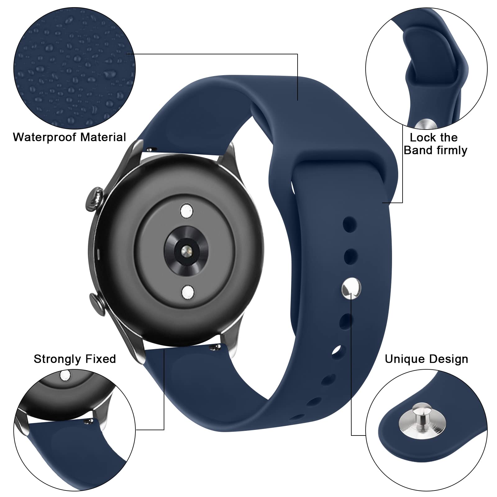 Silicone Band For Amazfit Gtr 3 Pro/ Gtr 3/ Gtr 2E/ Gtr 2/ Amazfit Gtr 47Mm Smart Watch, 22Mm 4 Pack Soft Quick Release Replacem