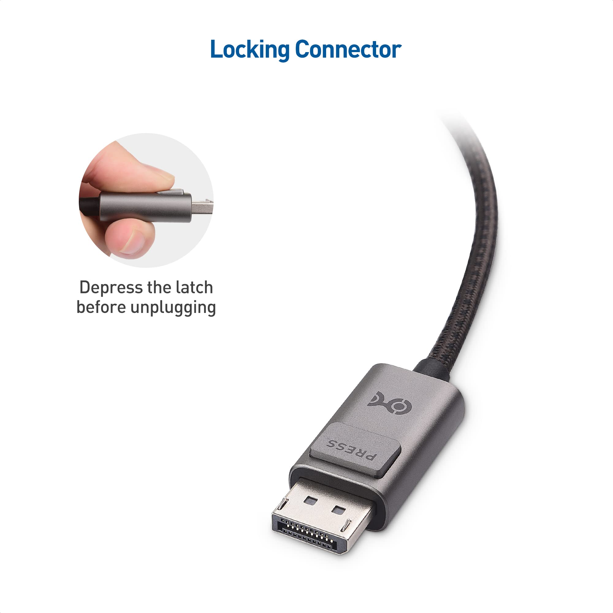 Cable Matters Braided USB C to DisplayPort 1.4 Cable 6ft, Support 4K@240Hz / 8K@60Hz (USB C to DisplayPort, USB C to DP) in Gray   Thunderbolt 4 /USB 4 Compatible with MacBook, XPS