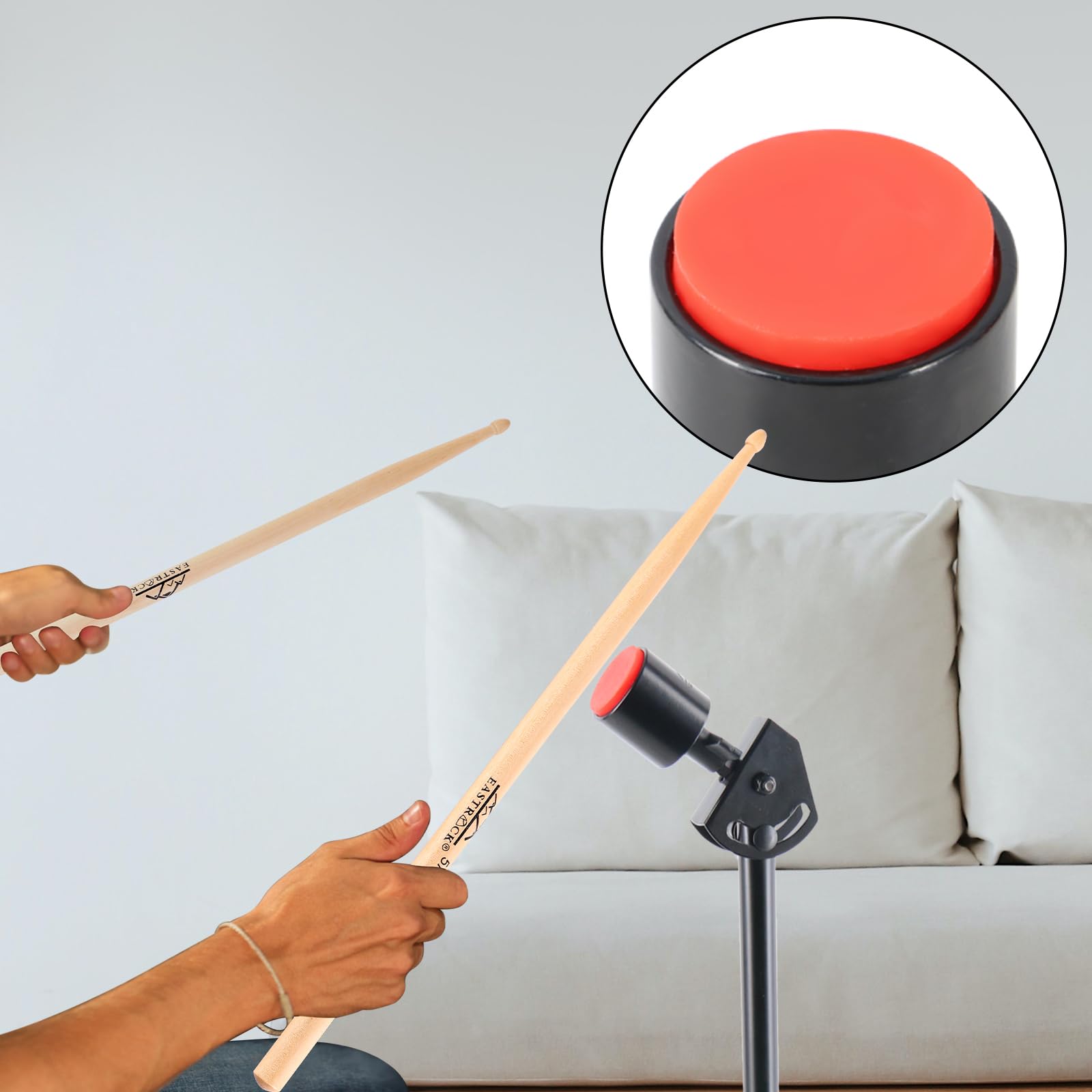 Eastrock Mini Practice Drum Pad With Stand, 1.57 Inches Silent Drum Pad, Silicone Dumb Drum For Beginners,Black