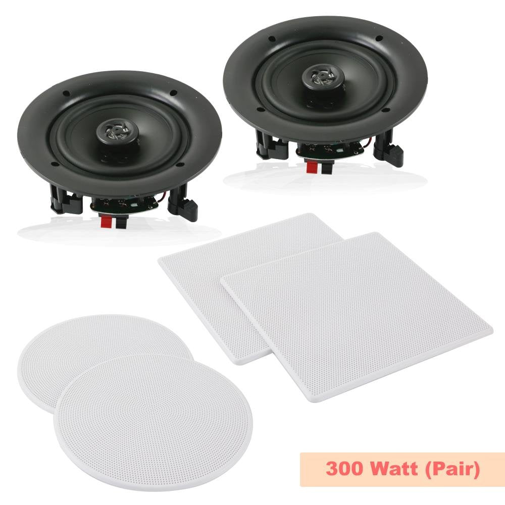 Pyle Pair 10    Flush Mount In Wall In Ceiling 2 Way Speaker System Spring Loaded Quick Connections Changeable Round/Square Gril