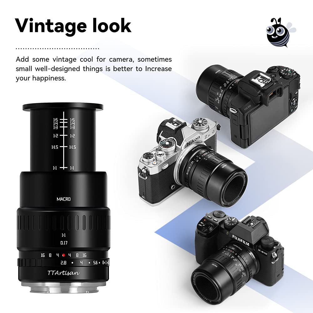 Ttartisan 40Mm F2.8 Macro Aps C Mft Olympus/Panasonic Mount Like Epm1?Epm2?Epl1?E?Epl9?E P6?E M1?E M5?E M10?E M10Ii?E M10Iiii?Pen F G1?G7?G85?Gf1?Gf2?Gf9?Gx1?Gx9?Gm1?Gm10?Gh1?Gh5 Black