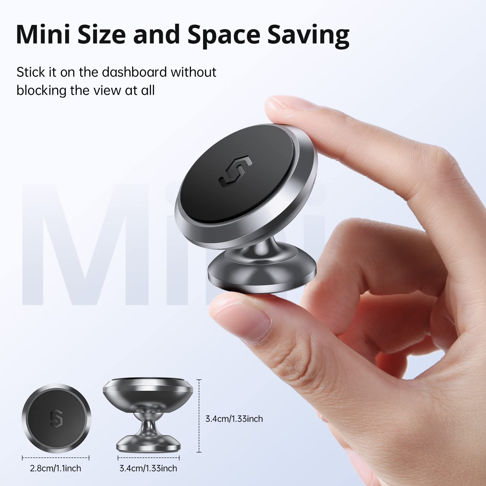 Syncwire Magnetic Phone Car Mount, Car Phone Holder For Dashboard, Cell Phone Car Kits, 360 Adjustable Magnet Cell Phone Mount C