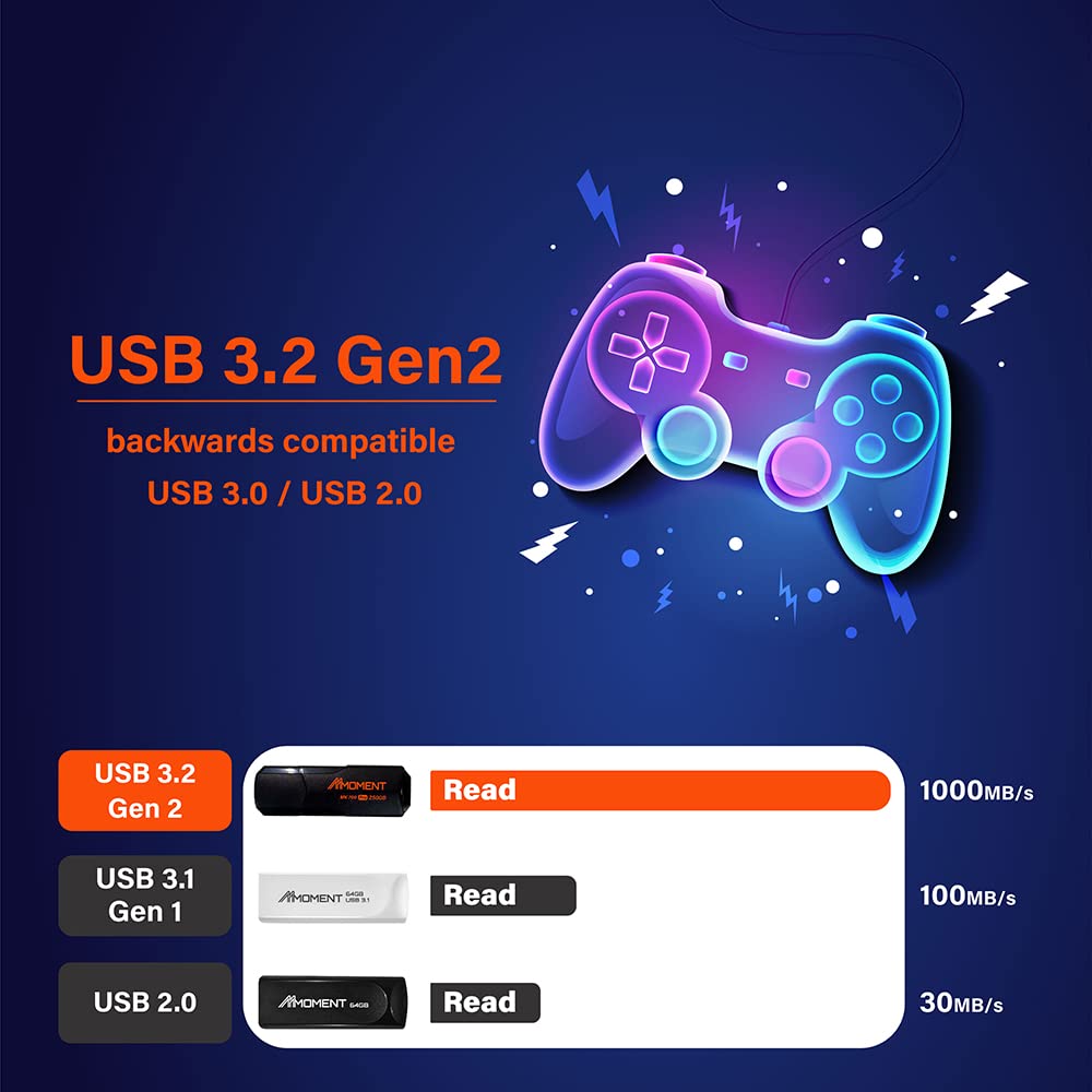 Mmoment Mk700 250Gb Usb 3.2 Gen2X1 Flash Drive, Read Speed Up To 600Mb/S, Write Speed Up To 500Mb/S, Thumb Drive