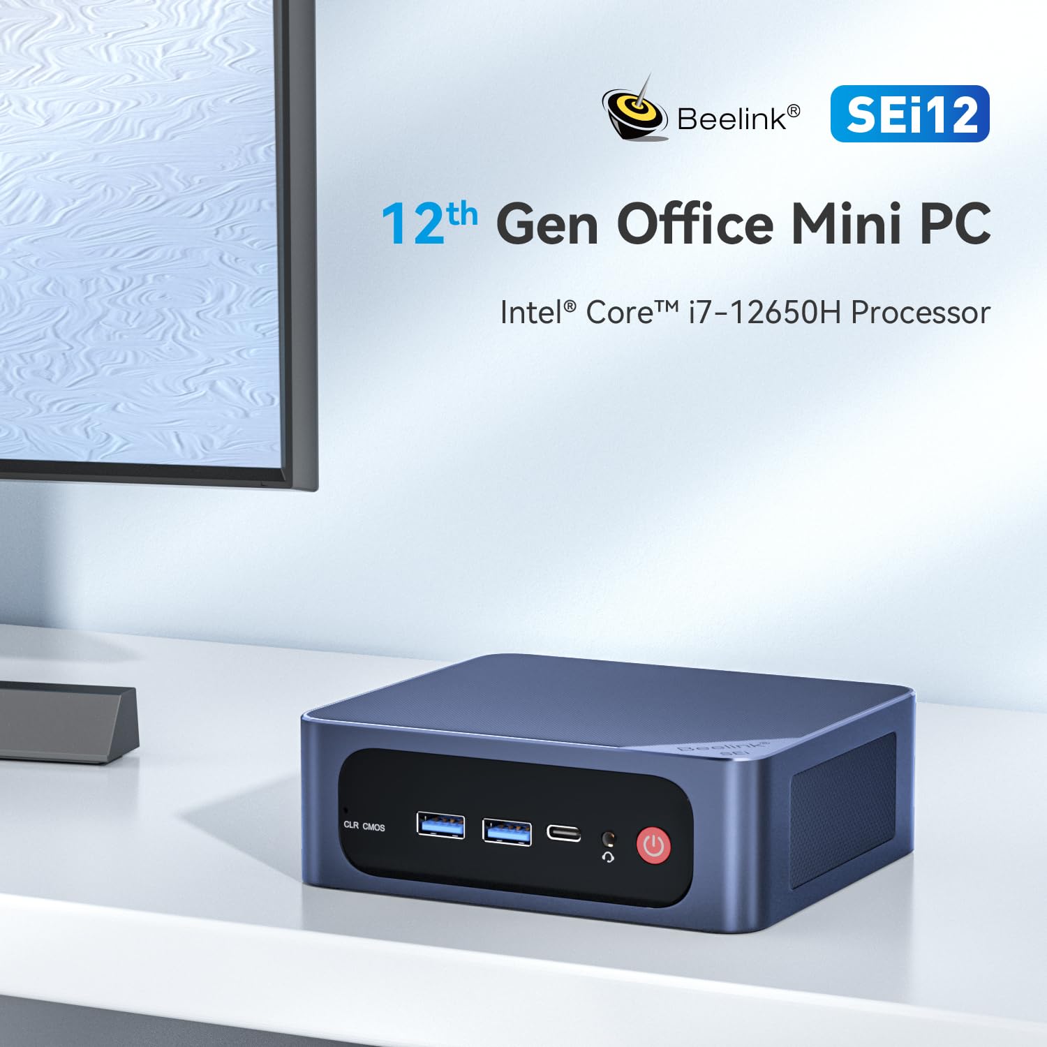 Beelink Sei12 Mini Pc, I7 12650H (10C/16T, Up To 4.7Ghz) 12Th Gen Cpu Mini Desktop Computer, 32Gb Ram 500Gb Pcle4.0 Ssd, Hdmi, D