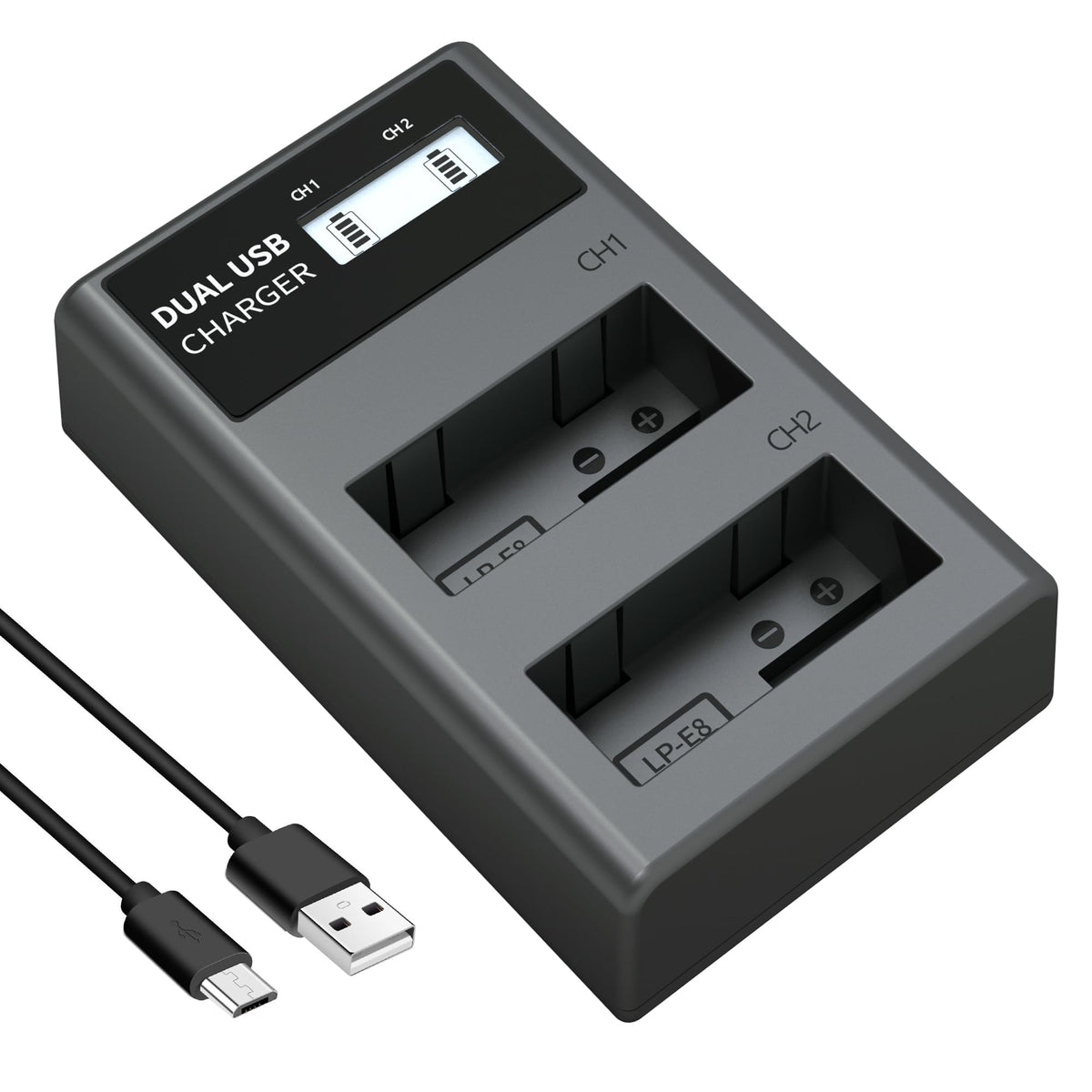 Lp Lp E8 Battery Charger, Lcd Display & Dual Slot Charger Compatible With Canon Rebel T2I T3I T4I T5I 600D 550D 650D 700D Kiss X