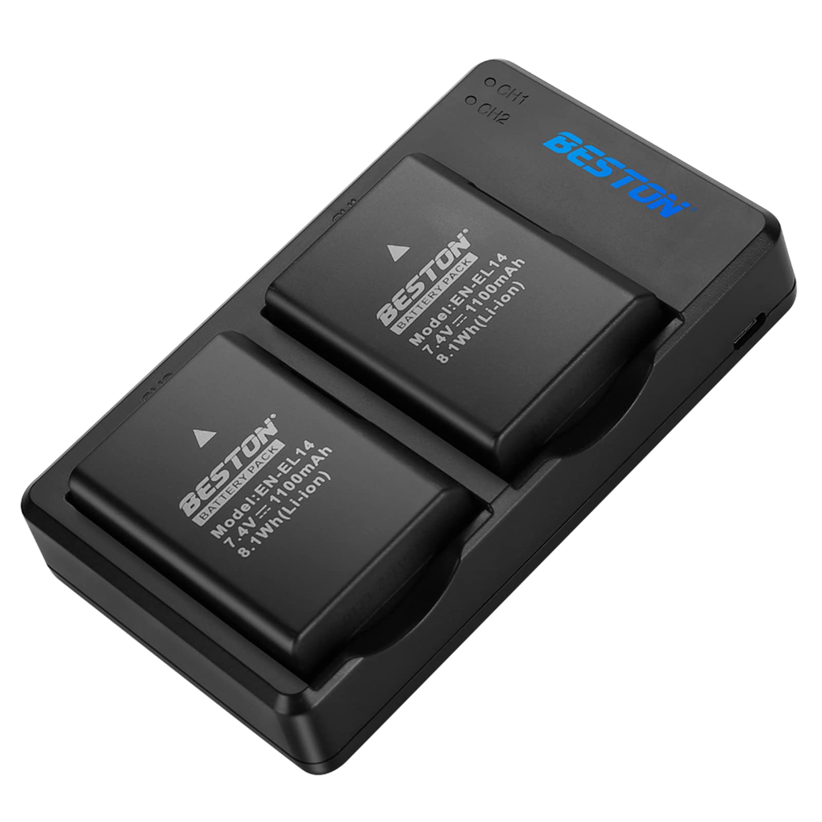 Beston 2 Pack En El14 / En El14A Battery Packs And Rapid Usb Charger For Nikon D3100 D3200 D3300 D3400 D3500 D5100 D5200 D5300 D5500 D5600 Df Coolpix P7000 P7100 P7700 P7800 Cameras