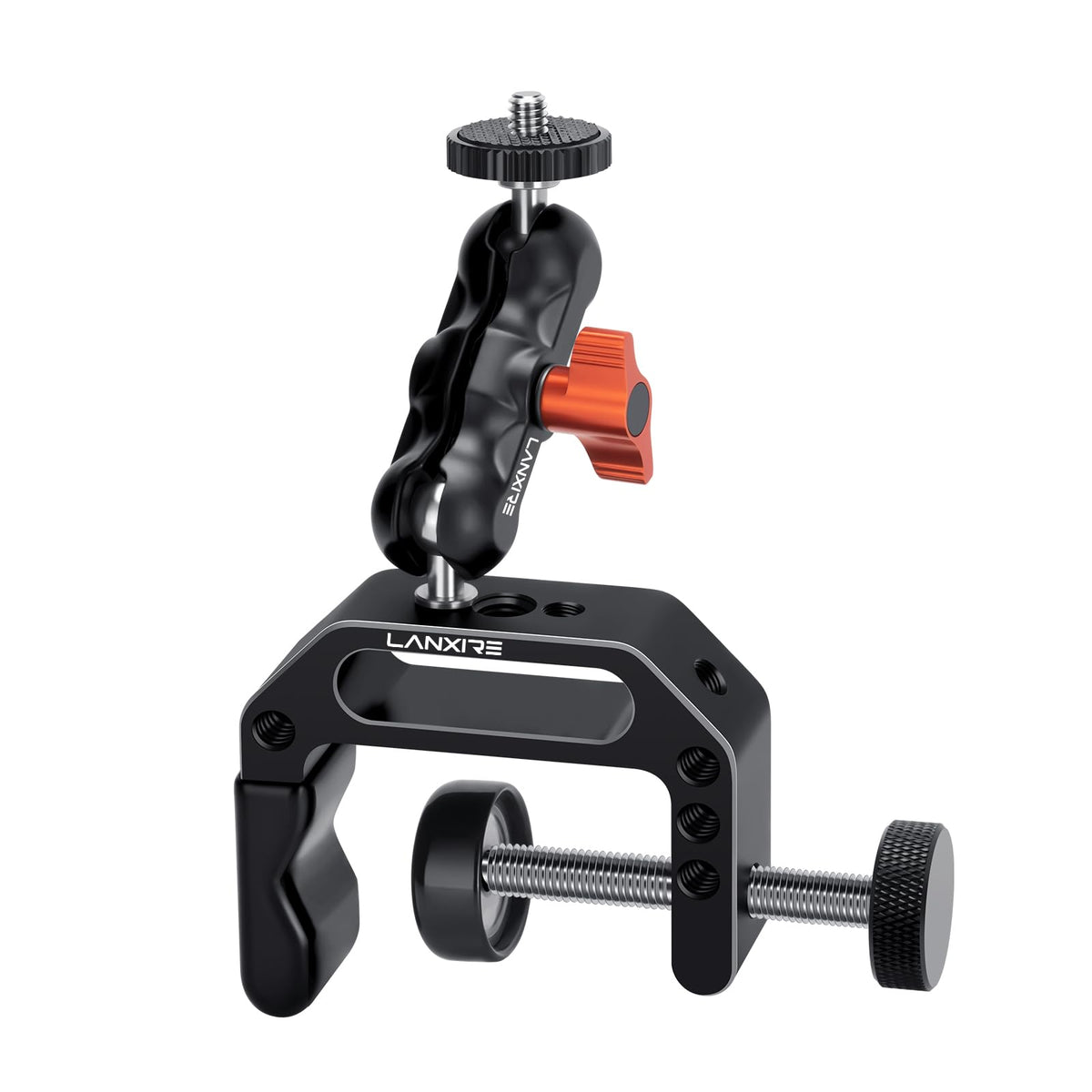 Lanxire Camera Clamp Mount C Clamp With 1/4'' Screw Magic Arm   Double Ball Head Adapter   Perfect For Dslr Cameras, Led Video L