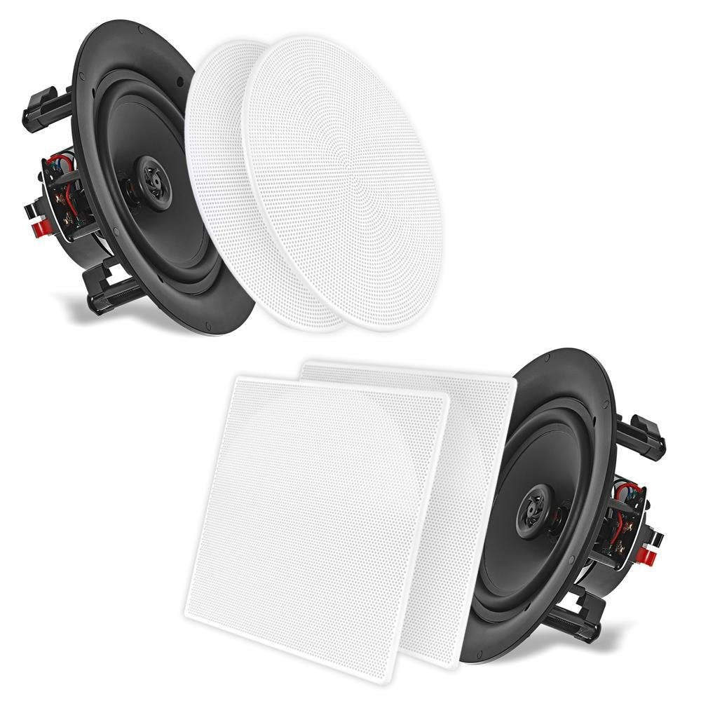 Pyle 8.0 Ceiling Wall Mount Speakers - Pair of 2-Way Full Range Sound Stereo Speaker Audio System Flush Design w/ Electronic Cro