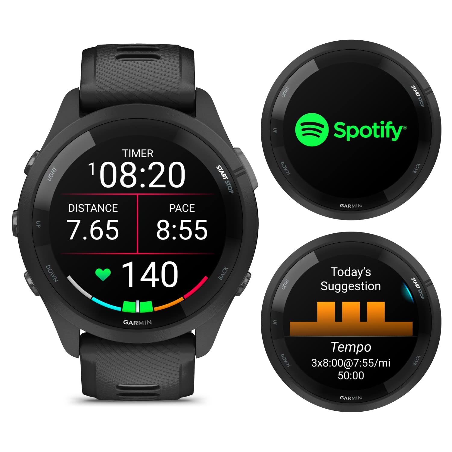 Wearable4U Garmin Forerunner 265 Music Gps Running 46 Mm Smartwatch, Black With Amoled 1.3 In Touchscreen Display Black Earbuds